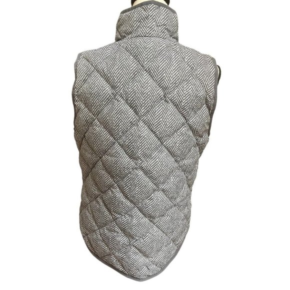 J Crew Vest Quilted Puffer Gray White Herringbone Jacket Full Zipper Size M - Picture 4 of 9